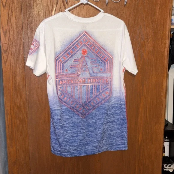 American Fighter White and Blue Ombre Tee - Picture 2 of 2